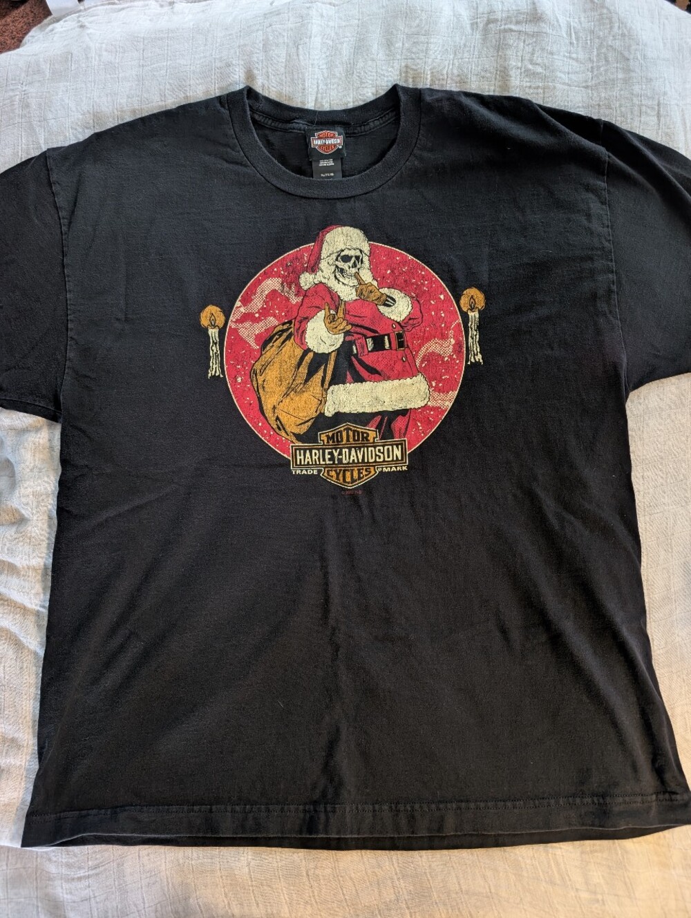 Harley Davidson Skeleton Santa Claus Black T-shirt XL Fort Myers Florida